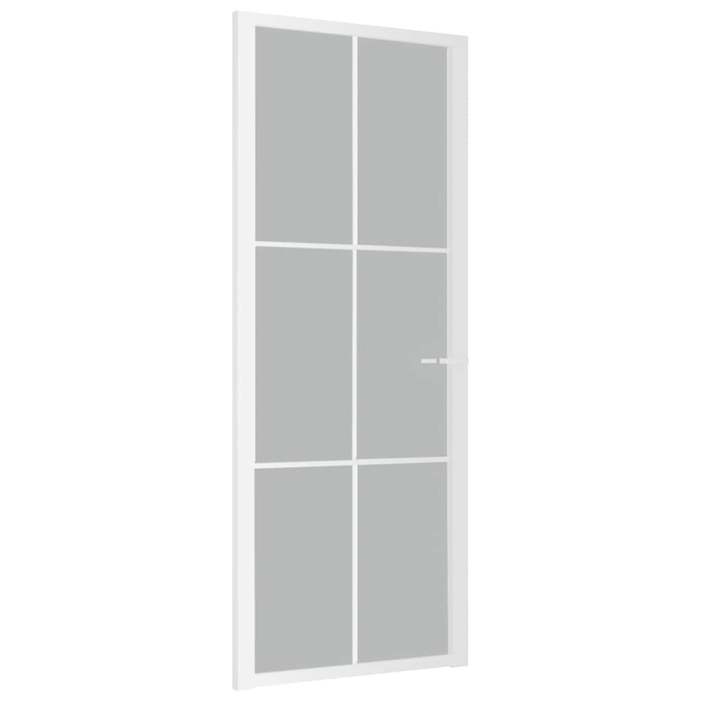 Puerta Interior Vidrio Templado y Aluminio Blanco Mate 83x201,5 cm