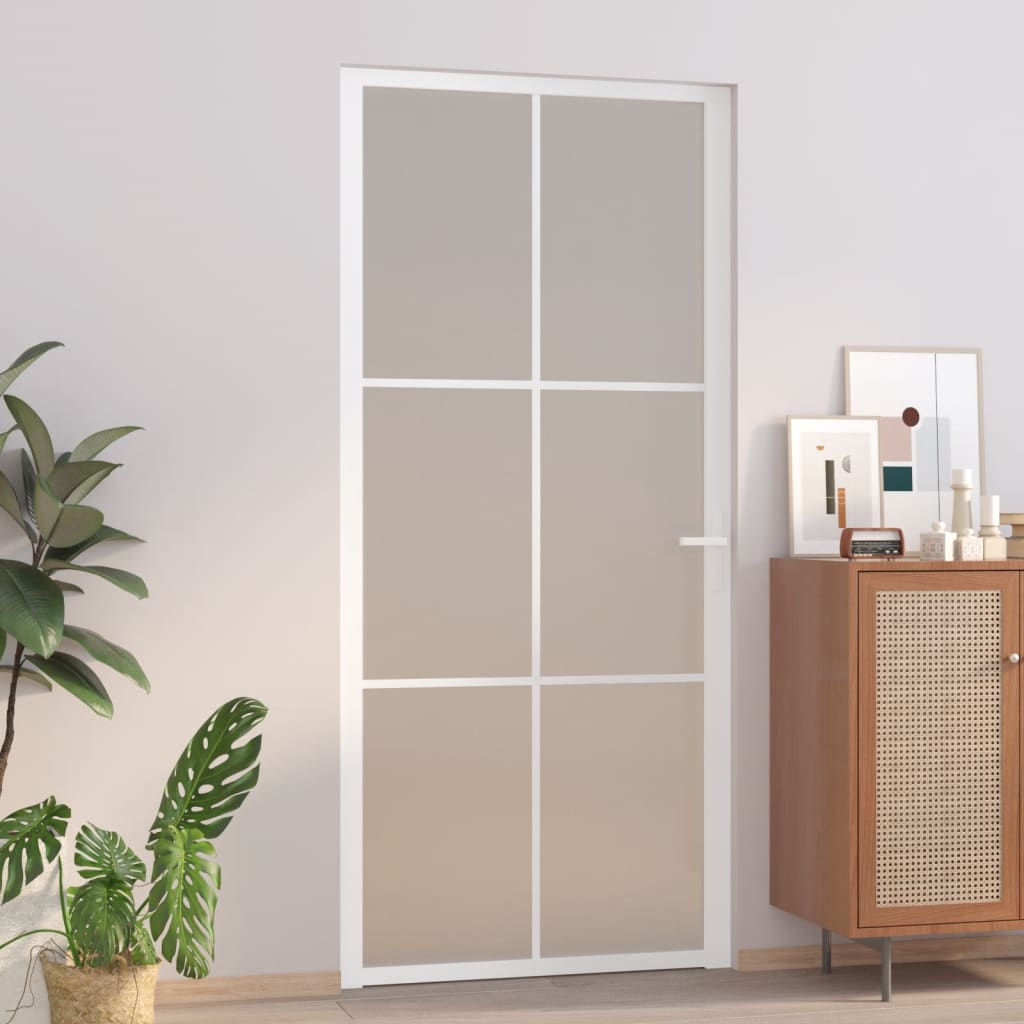 Vetonek Puerta interior de vidrio y aluminio blanco mate 93x201,5 cm