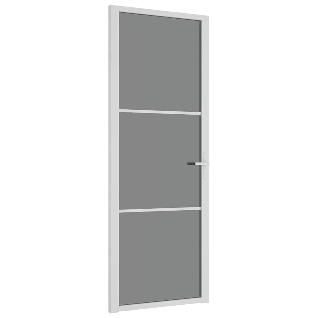 Puerta Interior Vidrio Templado y Aluminio Blanco 76x201,5 cm
