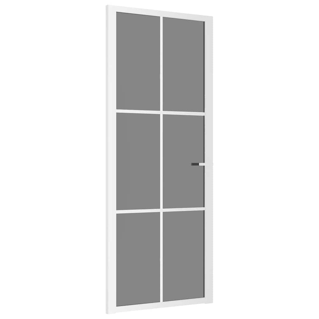 Puerta interior vidrio EGS y aluminio blanco 83x201,5 cm