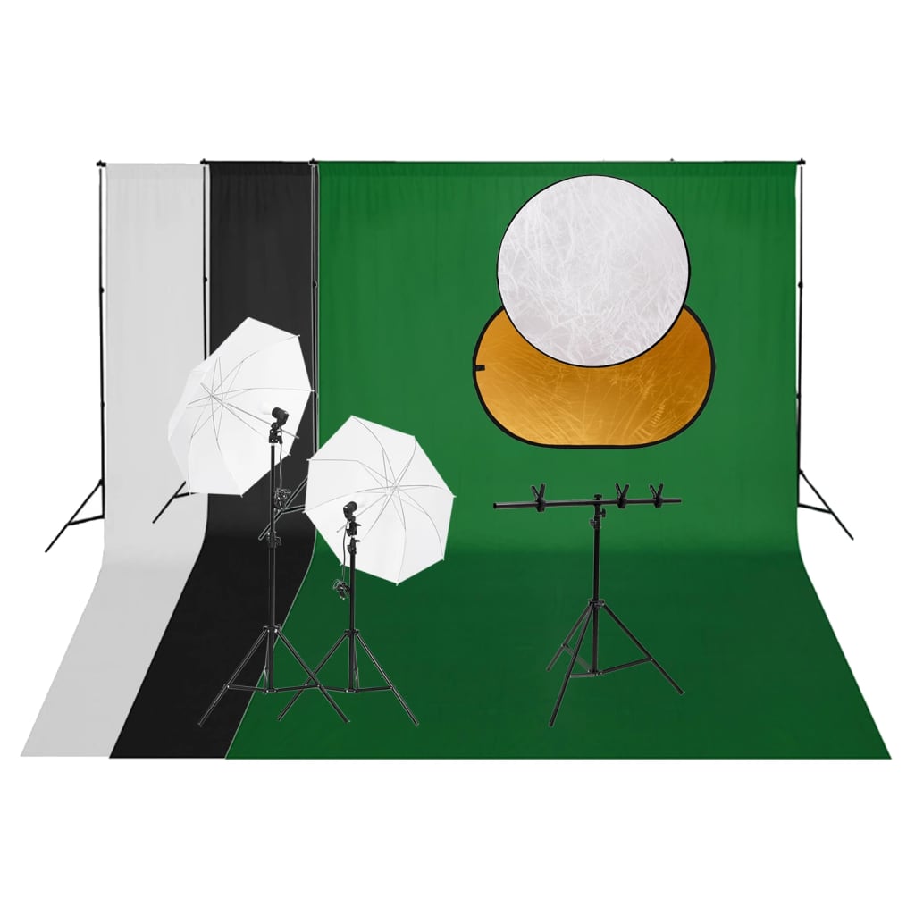 Vetonek Kit de estudio fotográfico con set de luces, fondo y reflector