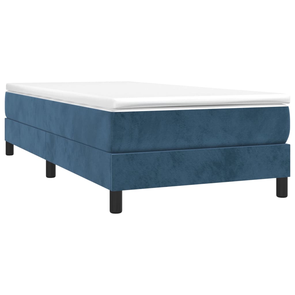 Cama box spring con colchón terciopelo azul oscuro 80x200 cm v8001 - Vetonek