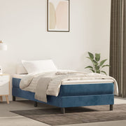 Cama box spring con colchón terciopelo azul oscuro 80x200 cm v8001 Vetonek
