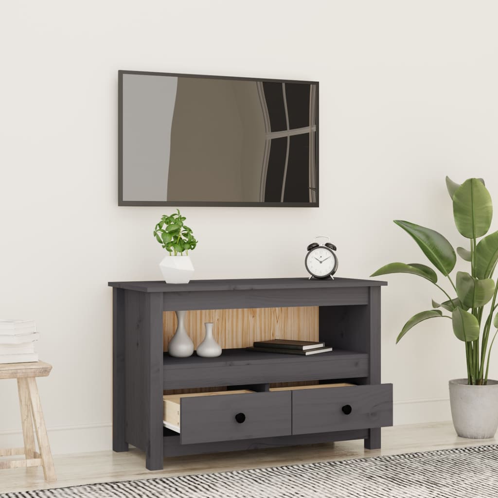 Mobili TV in legno di pino grigio 79x35x52 cm