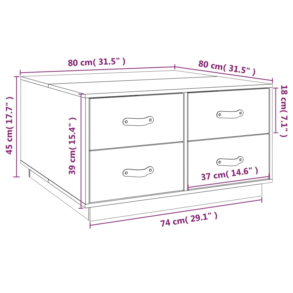 Gray Pine Wood Center Table 80x80x45 cm