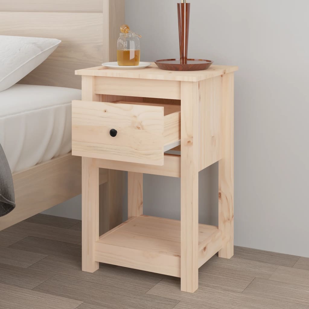 Mesita de noche madera maciza de pino 40x35x61,5 cm