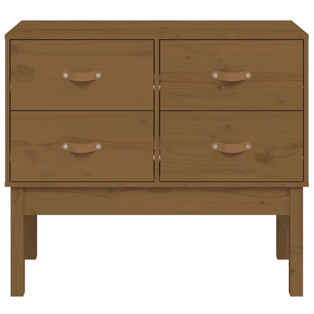 Mueble consola de madera maciza de pino marrón miel 90x40x78 cm