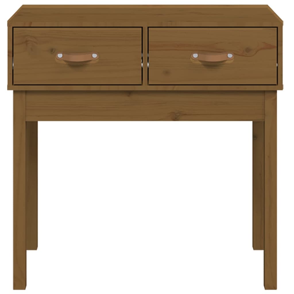 Tavolo da console di legno massiccio pino marrone 76.5x40x75 cm