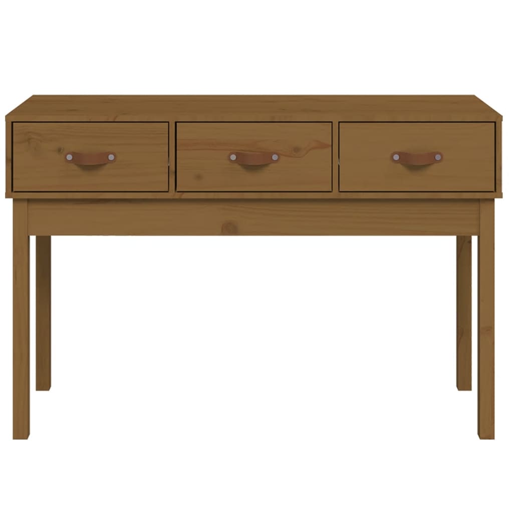 Tavolo da console in legno massiccio pino marrone 114x40x75 cm