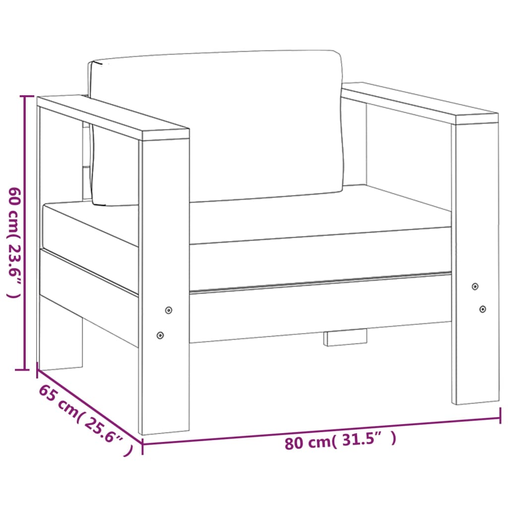 Muebles de jardín madera maciza 3 pzas con cojines gris oscuro vidaXL