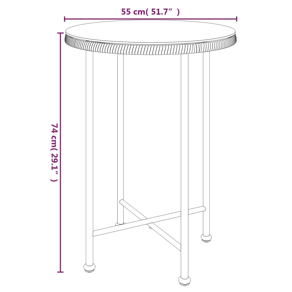 Mesa de comedor de vidrio templado y acero 55 cm vidaXL