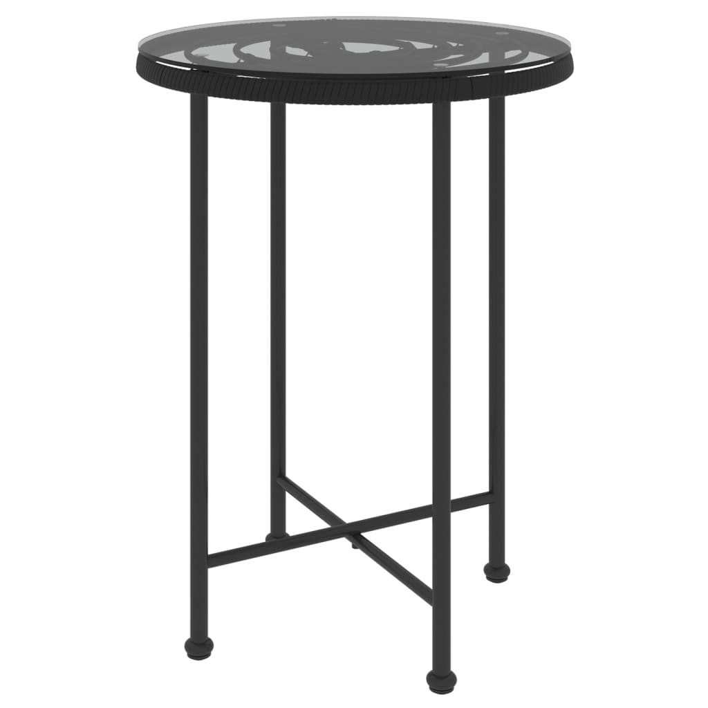 Mesa de comedor de vidrio templado y acero negro 55 cm