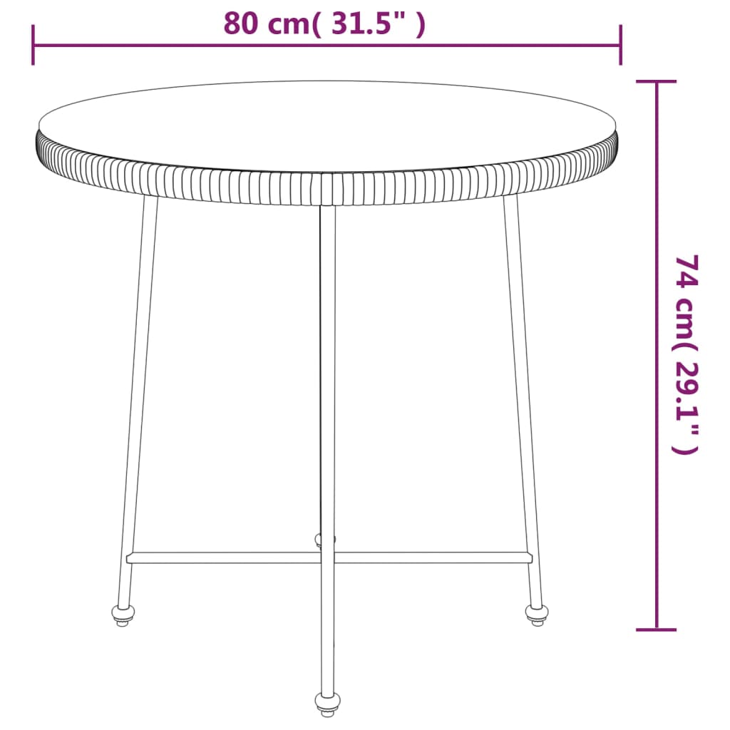 Mesa de comedor de vidrio templado y acero Ø80 cm vidaXL