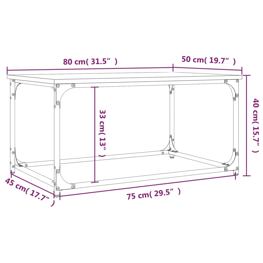 Holz und Eisenzentrum Tisch Sonoma 80x50x40 cm