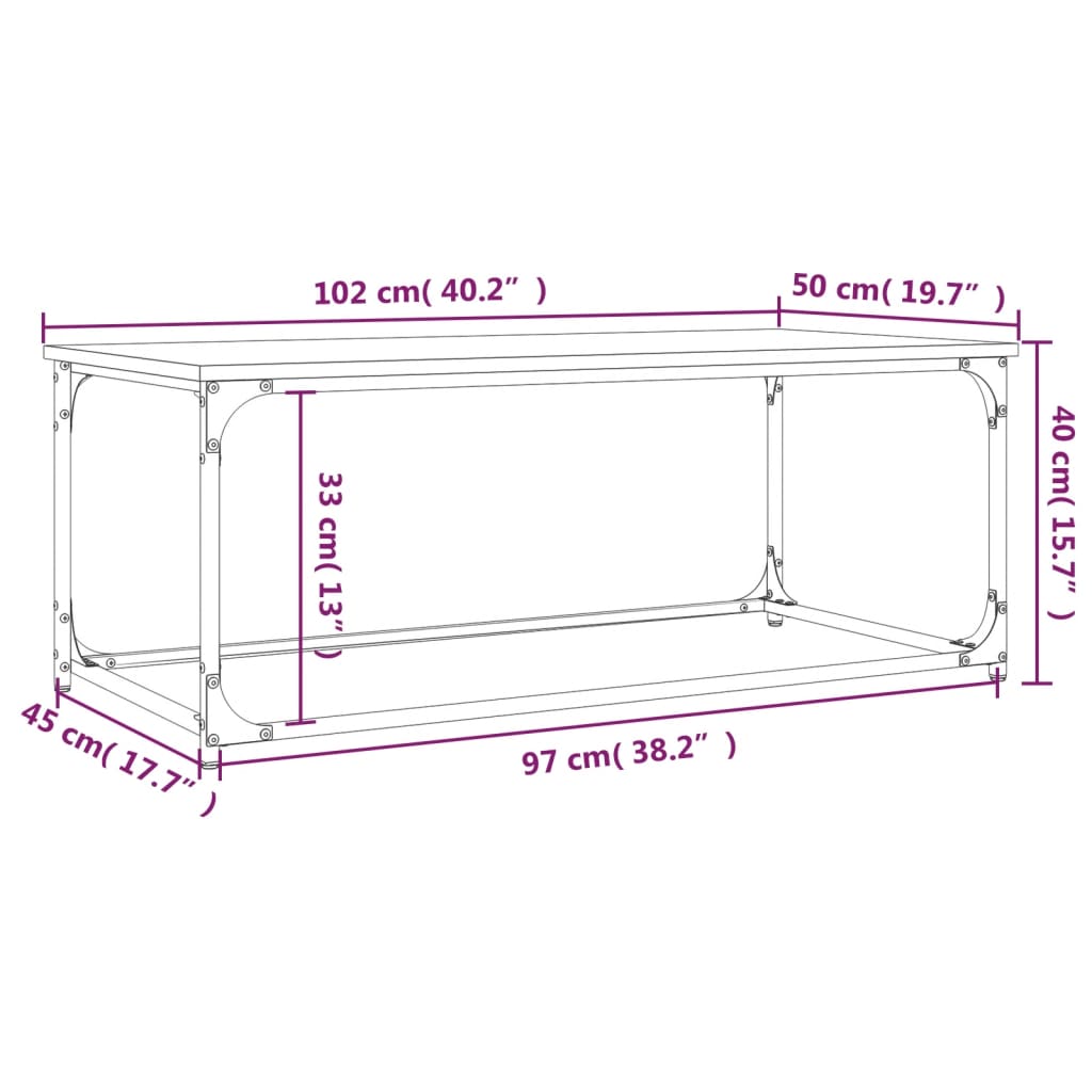 Holz und Eisenzentrum Tisch Sonoma 102x50x40 cm