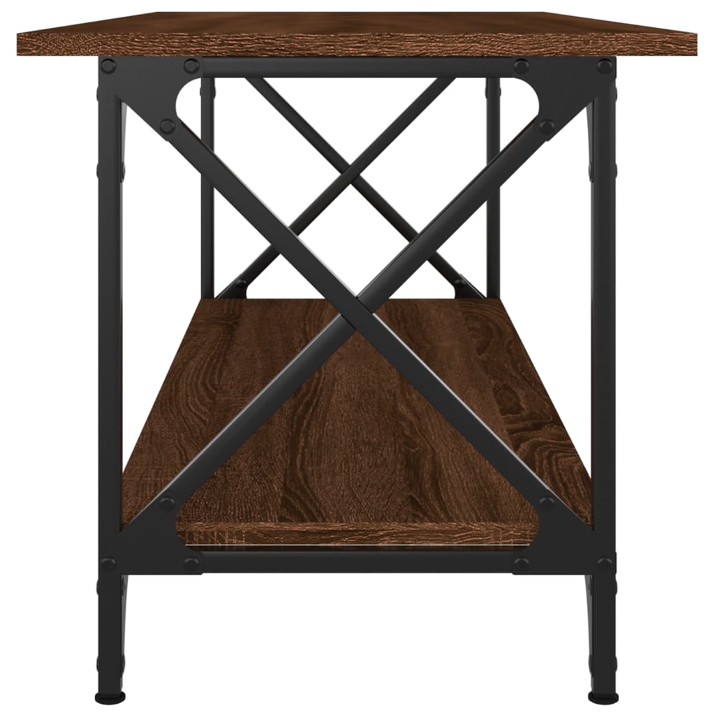 Mesa de centro madera y hierro roble marrón 100x45x45 cm vidaXL