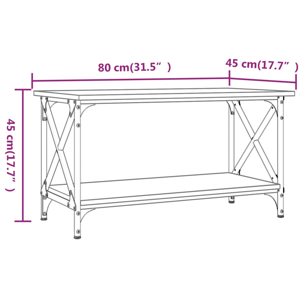 Mesa e ferro Oak Sonoma 80x45x45 cm