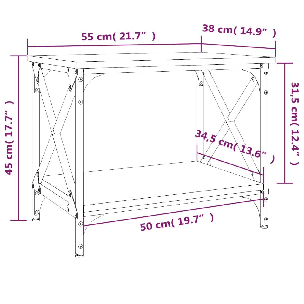 Mesa auxiliar madera contrachapada roble Sonoma 55x38x45 cm