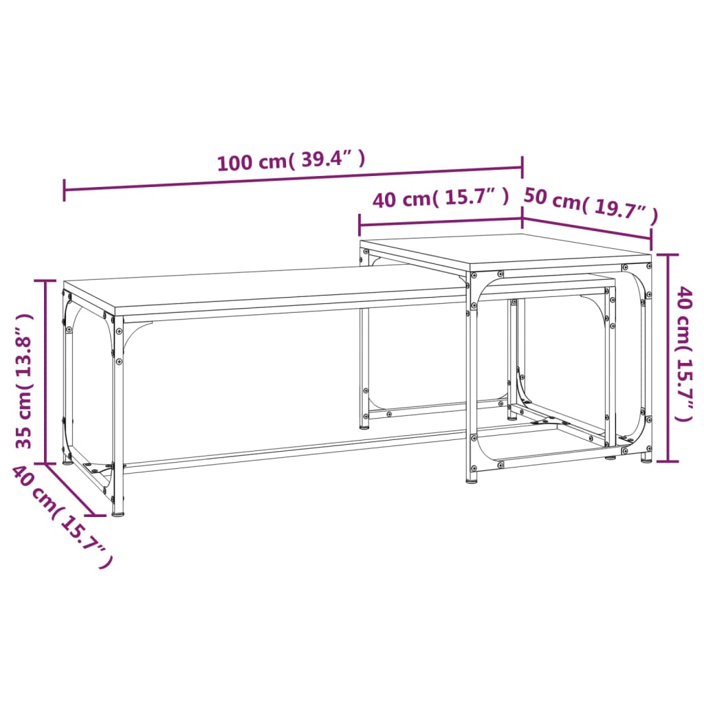 Tables centrales 2 Uds Grey Sonoma Wood