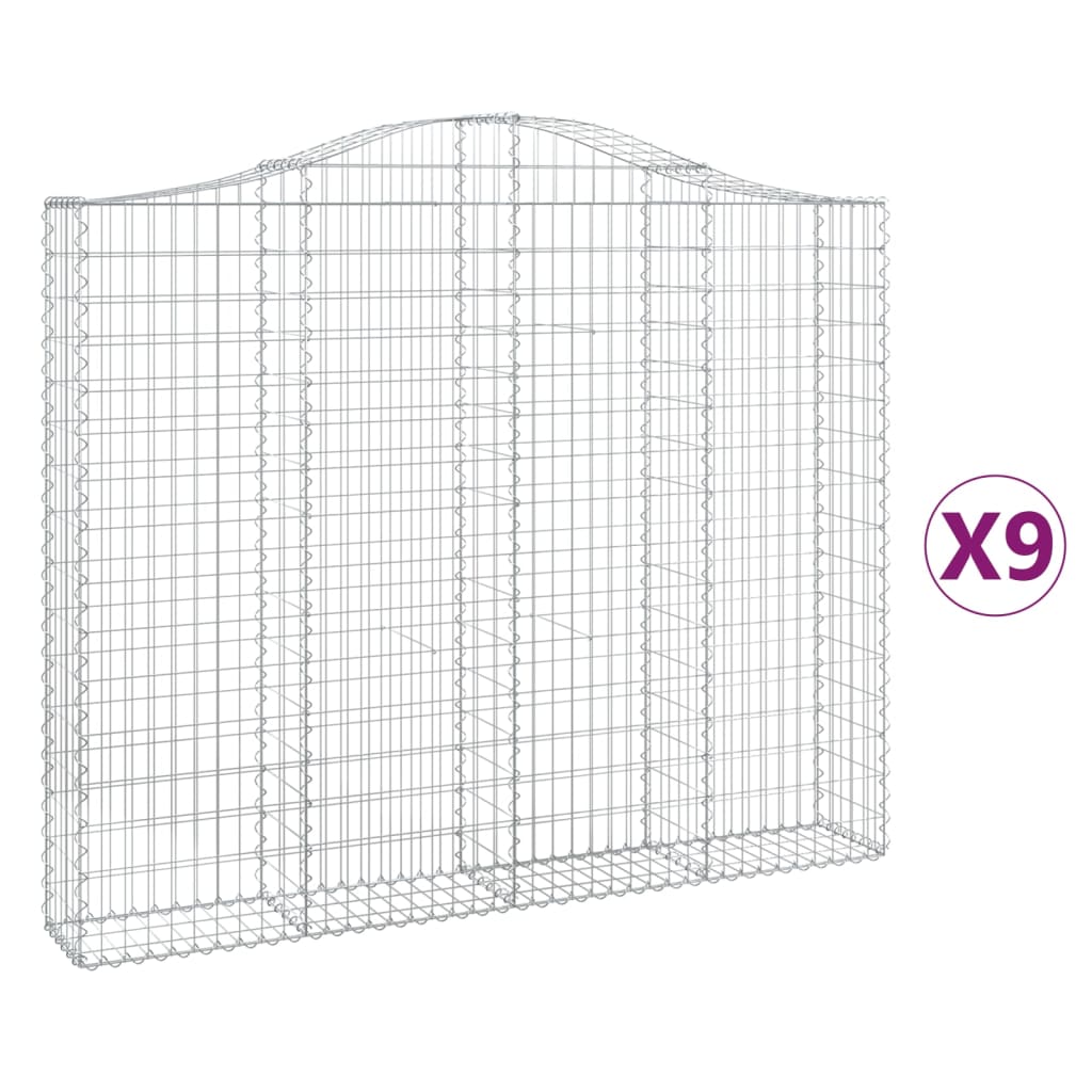 Vetonek Cestas gaviones 9 uds forma de arco hierro 200x30x160/180 cm