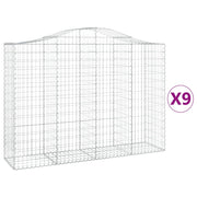 Vetonek Cestas gaviones 9 uds forma de arco hierro 200x50x140/160 cm