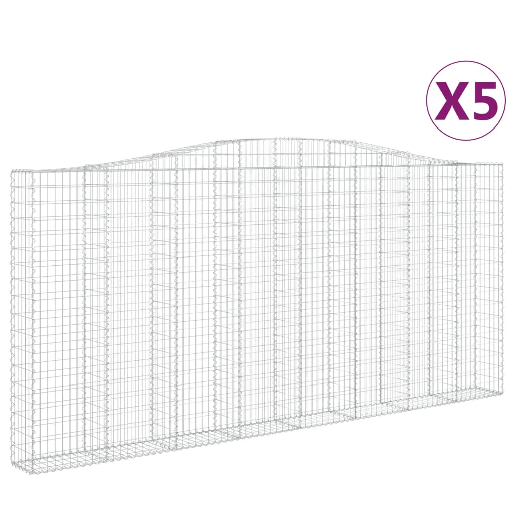 Vetonek Cestas de gaviones 5 uds forma de arco hierro 400x30x180/200 cm