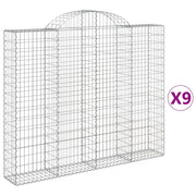 Vetonek Cestas gaviones 9 uds forma de arco hierro 200x30x160/180 cm