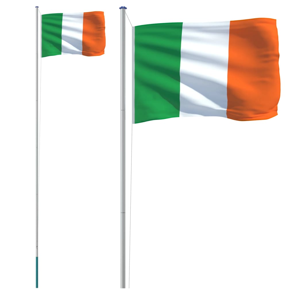 Mástil y bandera de Irlanda aluminio 6,23 m vidaXL