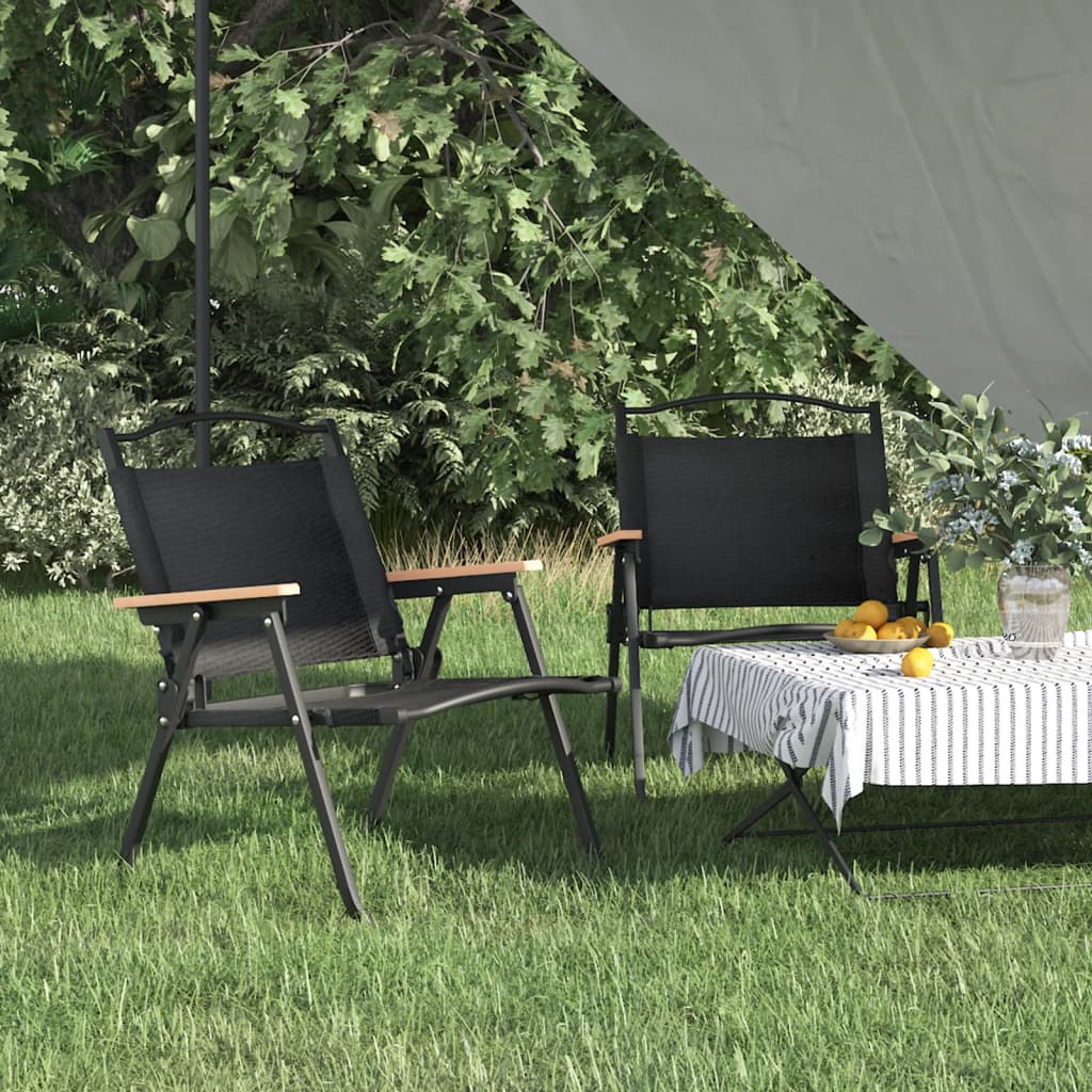 Vetonek Sillas de camping 2 uds tela Oxford negro 54x43x59 cm