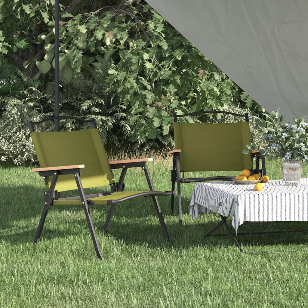 Vetonek Sillas de camping 2 uds tela Oxford verde 54x43x59 cm