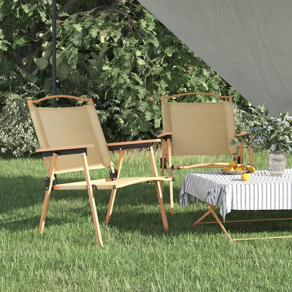 Vetonek Sillas de camping 2 uds tela Oxford beige 54x55x78 cm