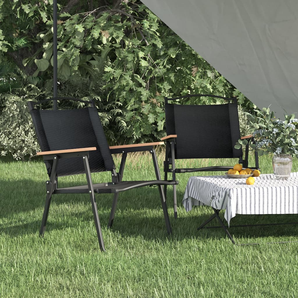 Vetonek Sillas de camping 2 uds tela Oxford negro 54x55x78 cm