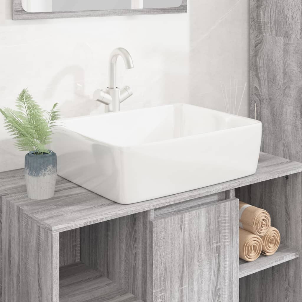 Vetonek Lavabo rectangular de cerámica blanco 48x37x13 cm