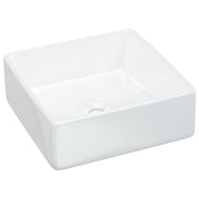 Vetonek Lavabo cuadrado de cerámica blanco 37x37x13 cm