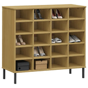 Zapatero patas de metal oslo madera maciza marrón 95x35x86 cm v8053 - Vetonek
