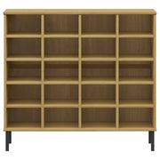 Zapatero patas de metal oslo madera maciza marrón 95x35x86 cm v8053 - Vetonek