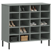 Zapatero patas de metal oslo madera maciza gris 95x35x86 cm v8060 - Vetonek