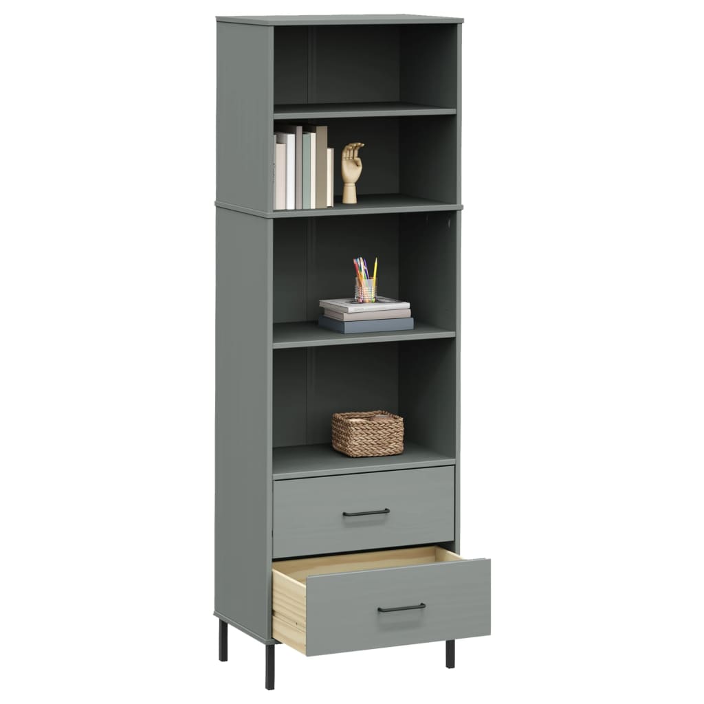 Bookstore con 2 cassetti in legno grigio 60x35x180 cm