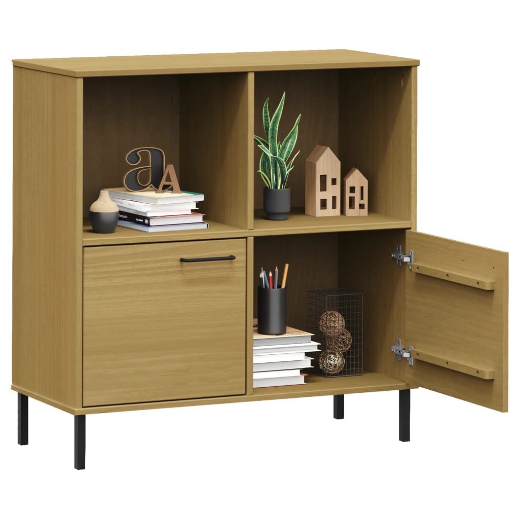 Library Metal Legs Oslo Wood Brown 90x35x90.5 cm