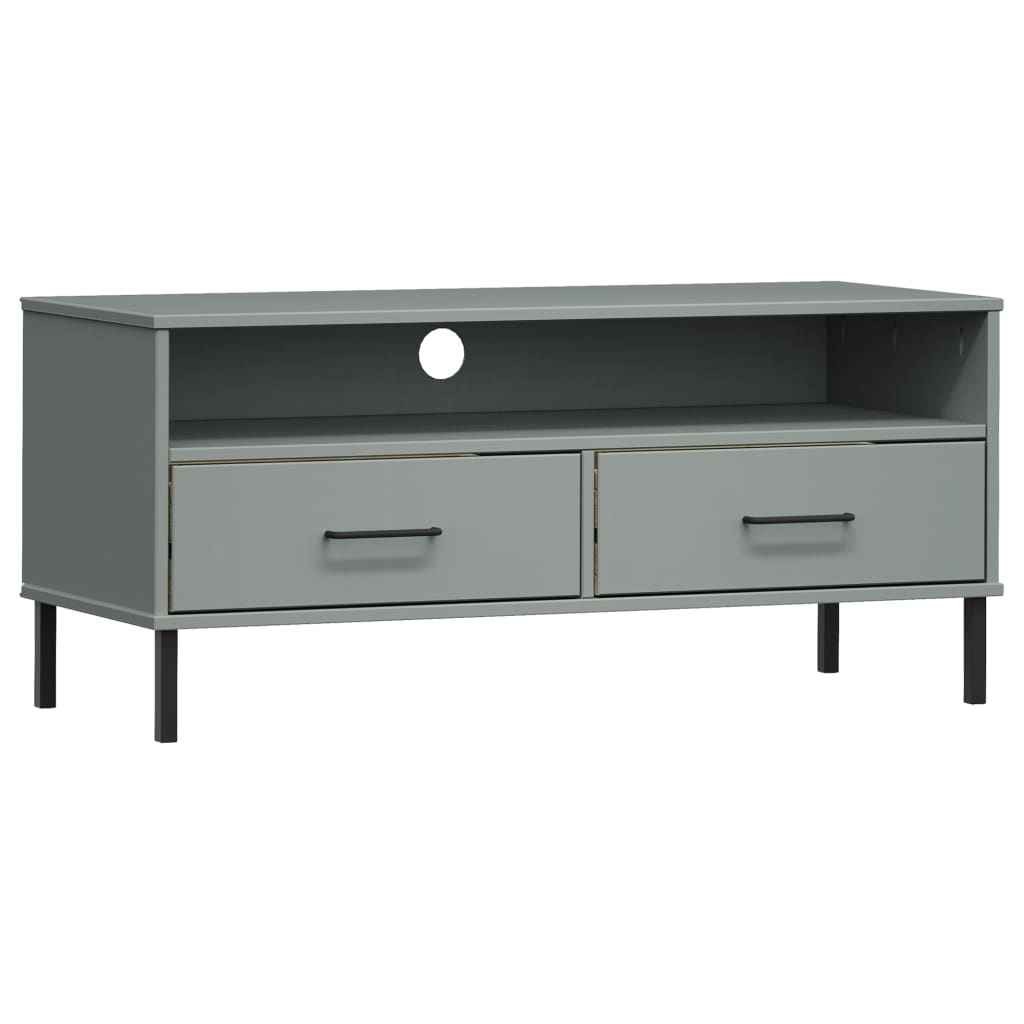 Mueble de TV con patas de metal OSLO madera maciza pino gris vidaXL