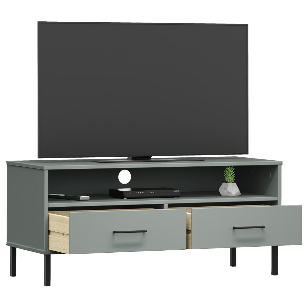 Mueble de TV con patas de metal OSLO madera maciza pino gris vidaXL