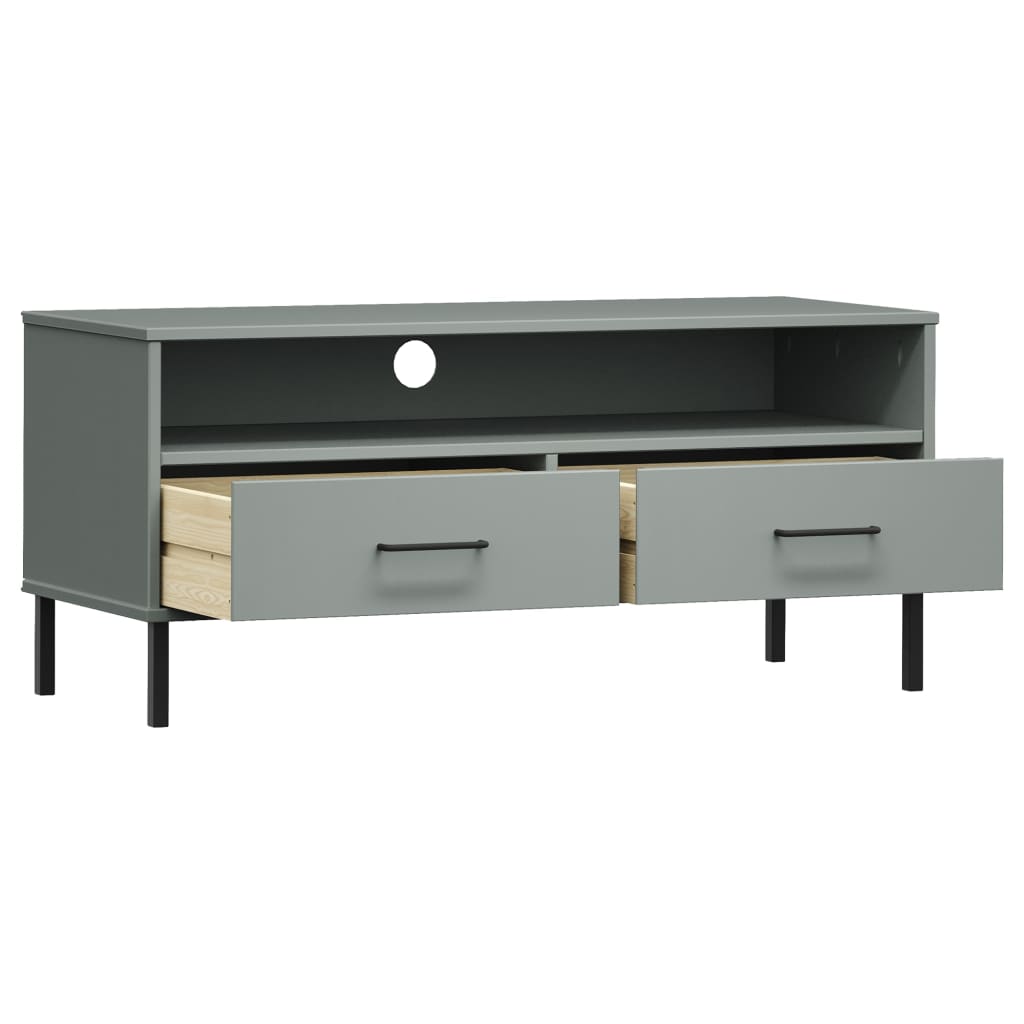 Mueble de TV con patas de metal OSLO madera maciza pino gris vidaXL