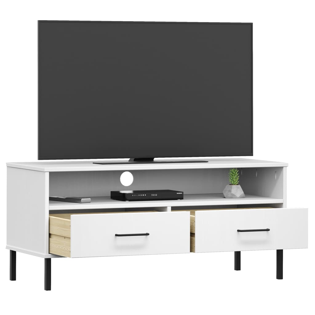 Mueble de TV con patas de metal OSLO madera maciza pino blanco