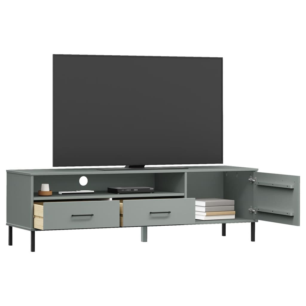 Mueble de TV con patas de metal OSLO madera maciza pino gris