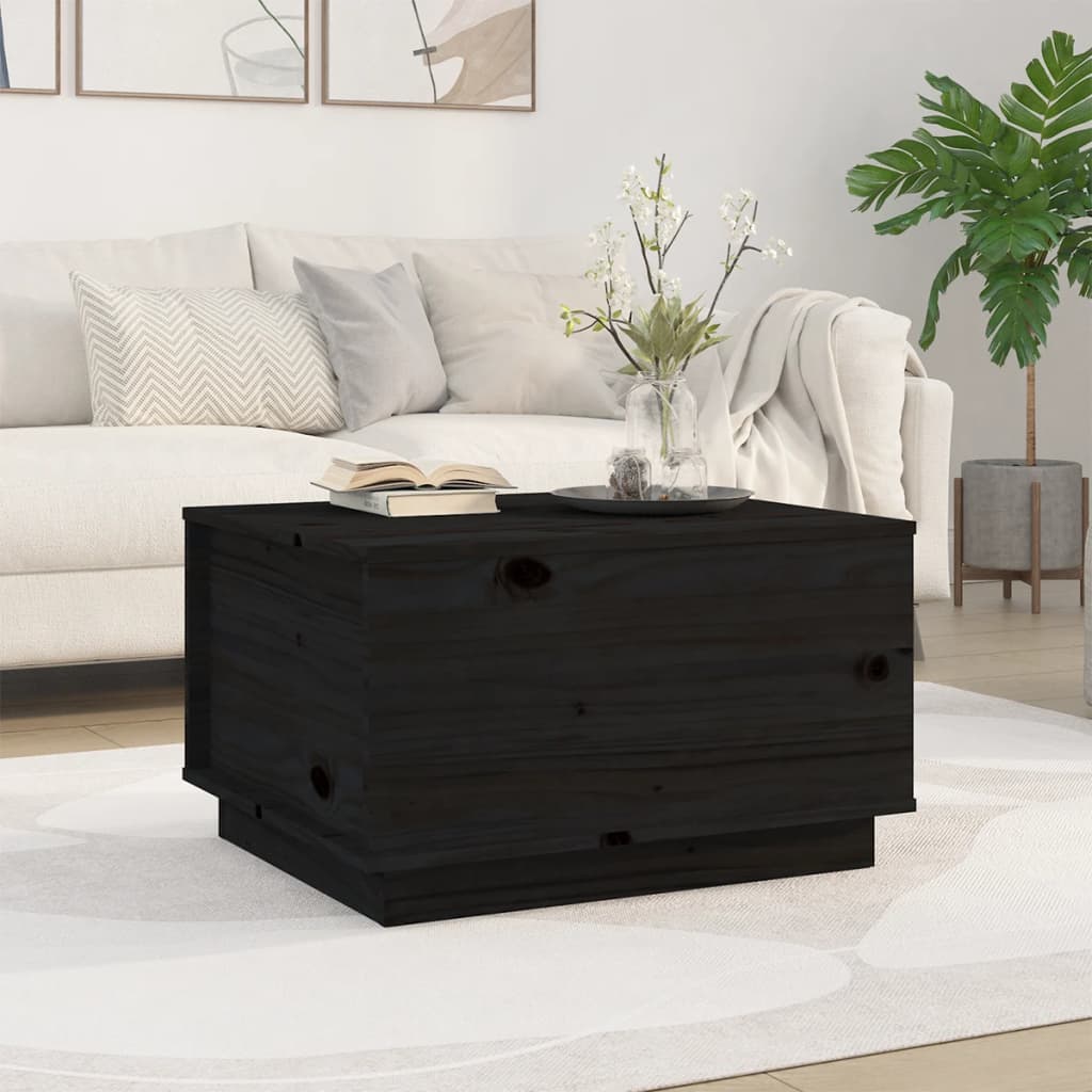 Vetonek Mesa de centro de madera maciza de pino negro 60x50x35 cm