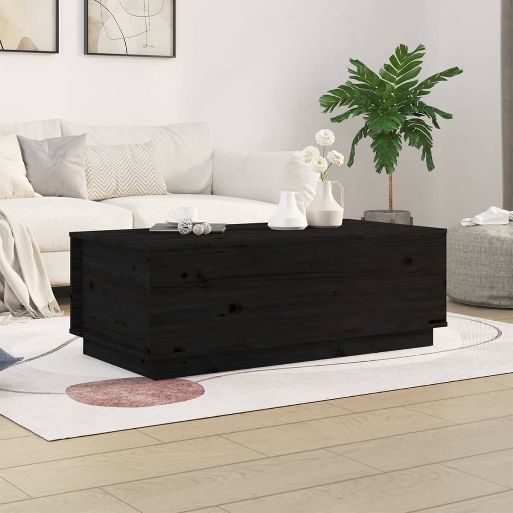 Vetonek Mesa de centro de madera maciza de pino negro 100x50x35 cm