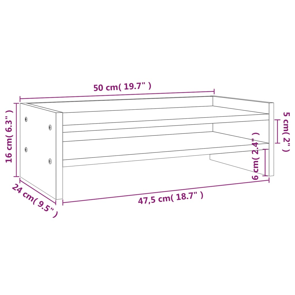 Pinu beltz pinua egur monitorearen laguntza 50x24x16 cm