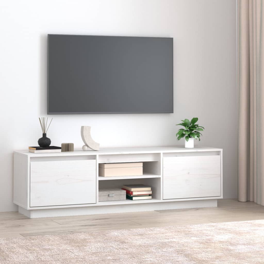 Vetonek Mueble de TV madera maciza de pino blanco 140x35x40 cm