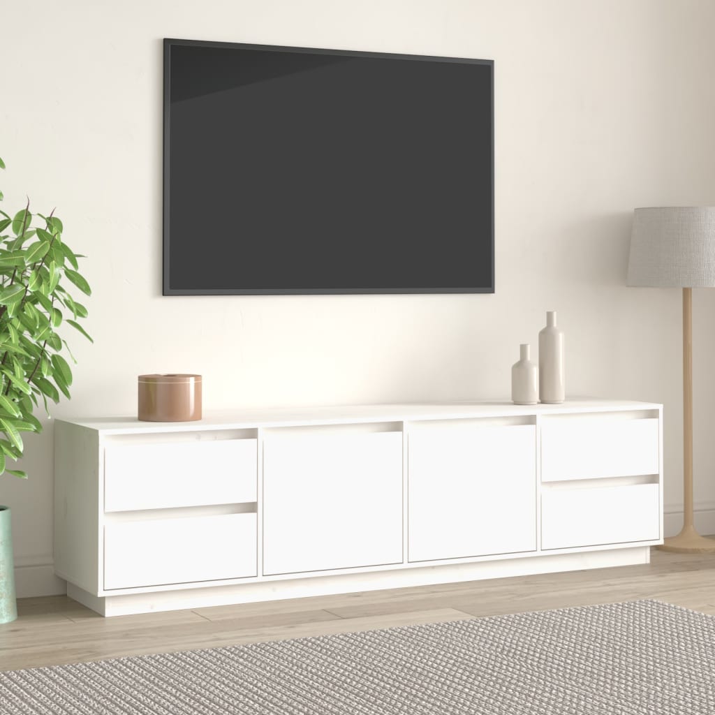 Vetonek Mueble de TV madera maciza de pino blanco 176x37x47,5 cm