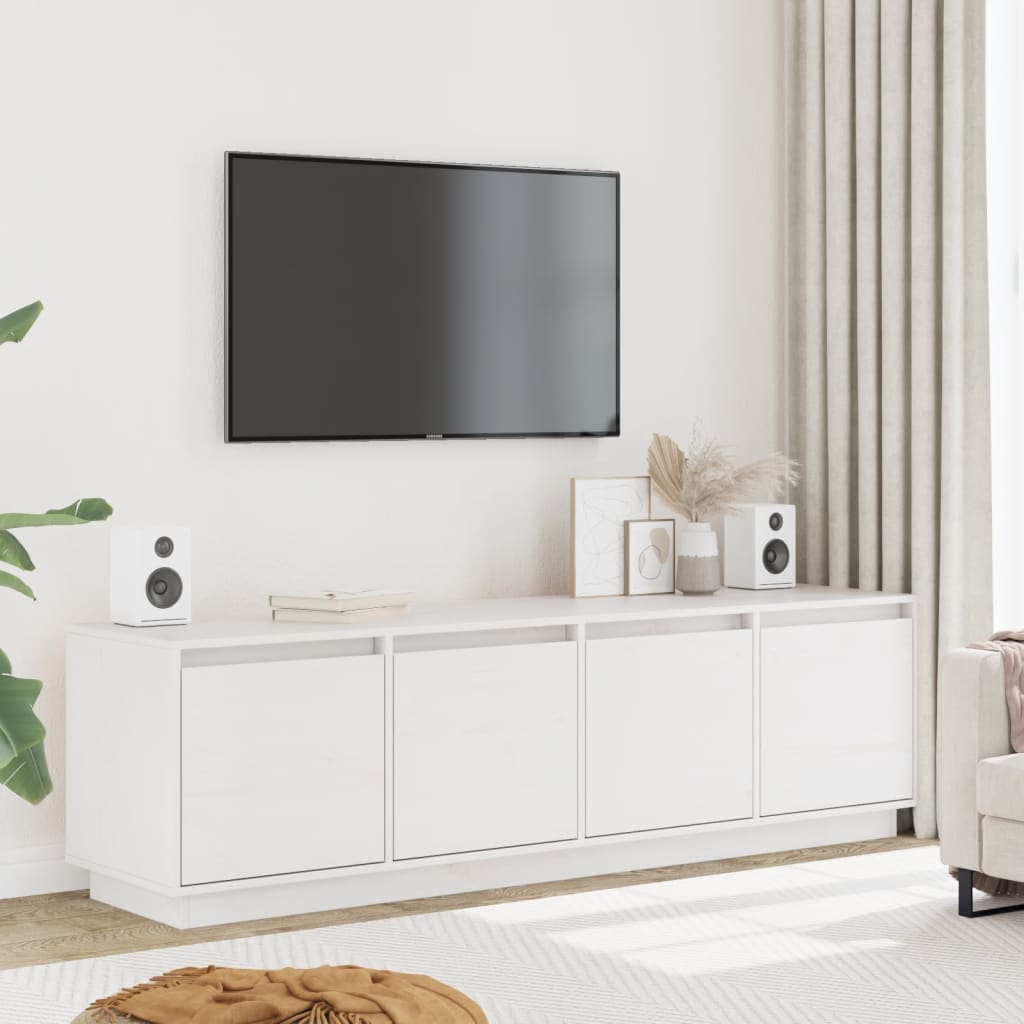 Vetonek Mueble de TV madera maciza de pino blanco 156x37x45 cm